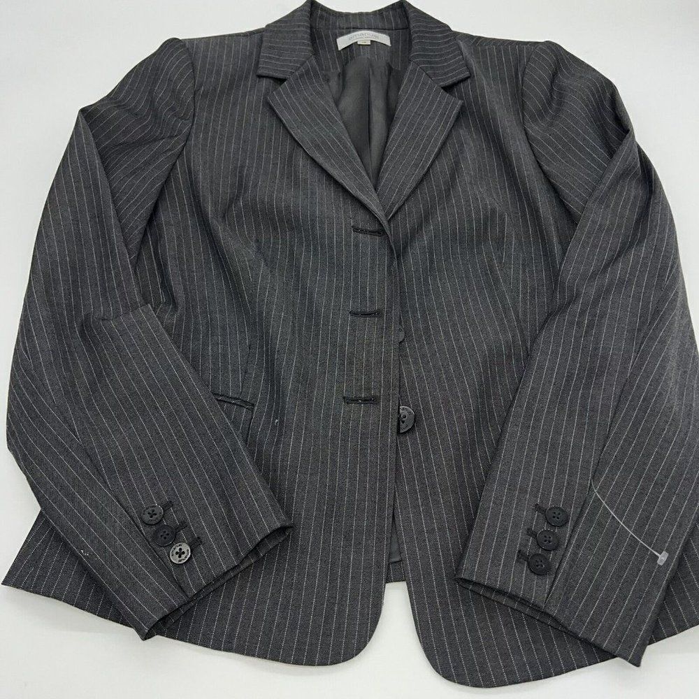 Emanuel Ungaro Pinstripe Black Blazer Wool Blend size 12